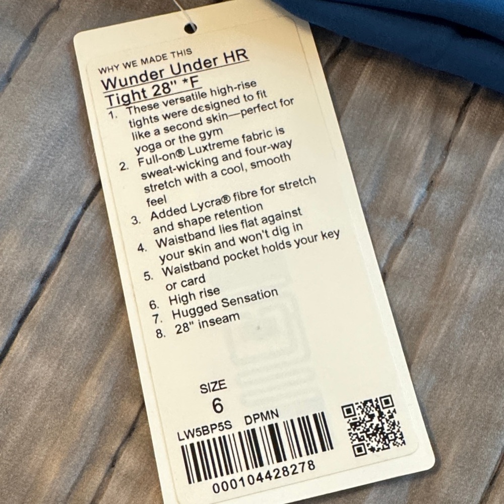 NWT lululemon athletica Teal Leggings Wunder Under, 6 - Picture 2 of 5
